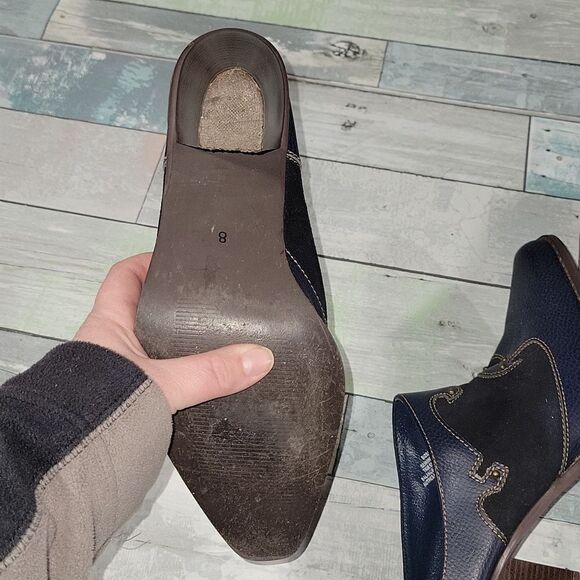 Vintage Blue Slip On Western Clog Booties sz 8 - Picture 6 of 6